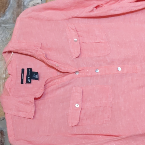 Jones New York pink 100% linen blouse - Picture 2 of 8
